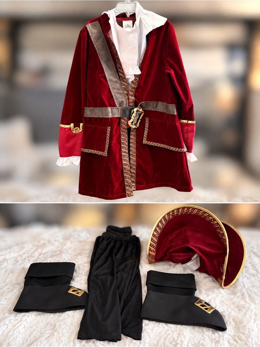 Disney Store Captain Hook Costume Kids 7/8 + Hat